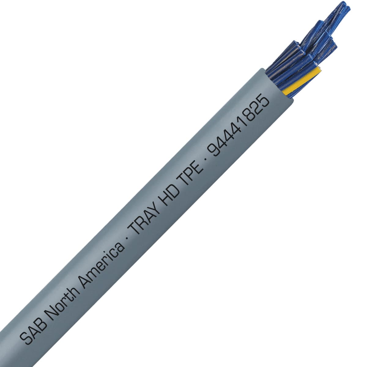 SAB 94441825 TRAY HD TPE - 18 AWG/25c, heavy duty exposed run TPE tray cable with blue conductors, UL, CSA, CE, RoHS SAB 94441825 TRAY HD TPE - 18 AWG/25c, heavy duty exposed run TPE tray cable with blue conductors, UL, CSA, CE, RoHS