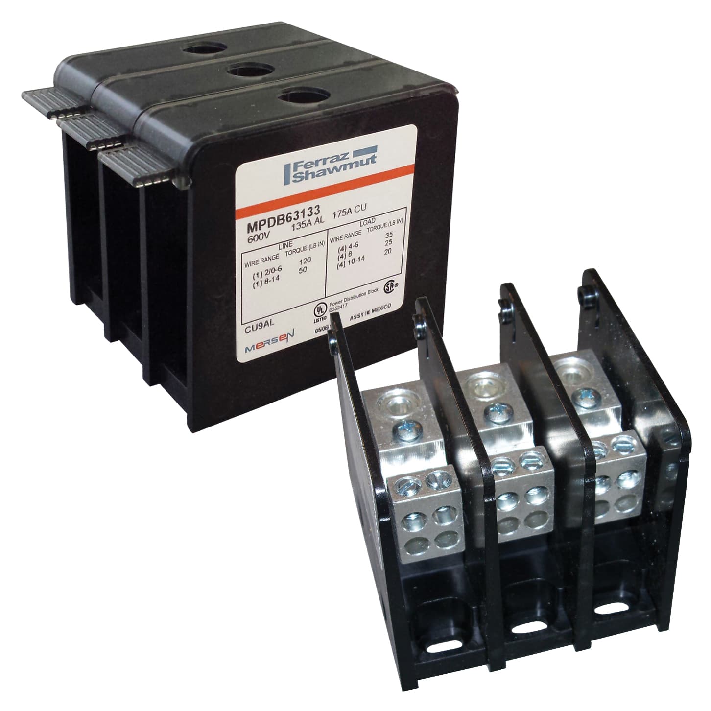 Mersen MPDB69350 MPDB69350 Mersen Open-Style PDB UL 1953 1000V 620A Tin-plated Aluminum - 760A Adder 2 - 8 openings; 500-#4 --- 2/0-#14 Box to Box Mersen MPDB69350 MPDB69350 Mersen Open-Style PDB UL 1953 1000V 620A Tin-plated Aluminum - 760A Adder 2 - 8 openings; 500-#4 --- 2/0-#14 Box to Box