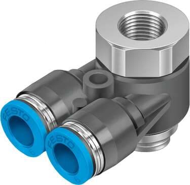 Festo 186215 multiple distributor QSYTF-G3/8-10 360° orientable, male and female thread with external hexagon. Size: Standard, Nominal size: 5,5 mm, Type of seal on screw-in stud: Sealing ring, Assembly position: Any, Design structure: Push/pull principle Festo 186215 multiple distributor QSYTF-G3/8-10 360° orientable, male and female thread with external hexagon. Size: Standard, Nominal size: 5,5 mm, Type of seal on screw-in stud: Sealing ring, Assembly position: Any, Design structure: Push/pull principle