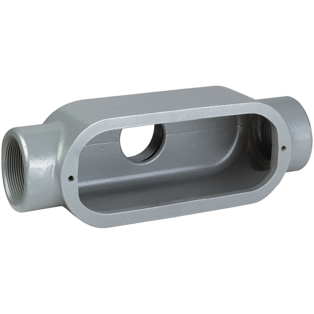 Hubbell TB18 1/2" TB Hub, Iron Form 8 Conduit Body ; Completely interchangeable with competative bodies, gaskets, and covers. ; Flat back design provides greater cubic capacity for easier wire pulling and more room for splicing. ; Raintight when used with gasketed co Hubbell TB18 1/2" TB Hub, Iron Form 8 Conduit Body ; Completely interchangeable with competative bodies, gaskets, and covers. ; Flat back design provides greater cubic capacity for easier wire pulling and more room for splicing. ; Raintight when used with gasketed co