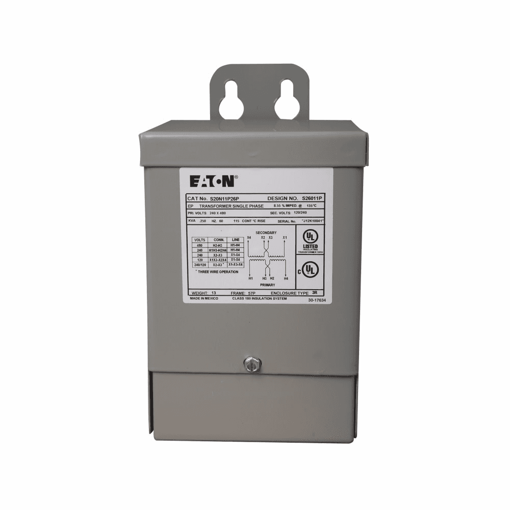 Eaton S12N27S51 S12N27S51 Eaton - Eaton General purpose encapsulated transformer, EP, aluminum, NEMA 3R, 57, 60 Hz, single-phase, 120 V, 277 V, NONE, 115 °C rise, 0.5 KVA, indoor-outdoor, 519G Eaton S12N27S51 S12N27S51 Eaton - Eaton General purpose encapsulated transformer, EP, aluminum, NEMA 3R, 57, 60 Hz, single-phase, 120 V, 277 V, NONE, 115 °C rise, 0.5 KVA, indoor-outdoor, 519G