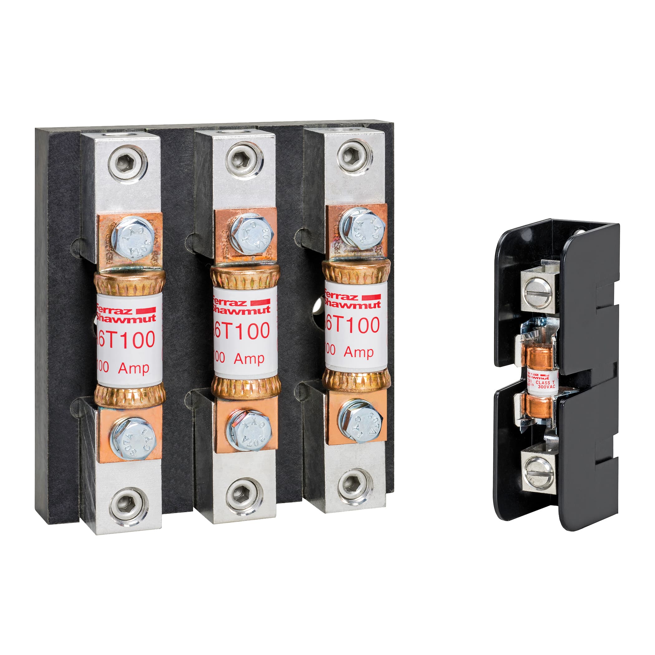 Mersen 30318T 30318T Mersen - Fuse Block 300VAC 300VDC Class T 30A 3-Pole Screw with Reinforced Clip Mersen 30318T 30318T Mersen - Fuse Block 300VAC 300VDC Class T 30A 3-Pole Screw with Reinforced Clip