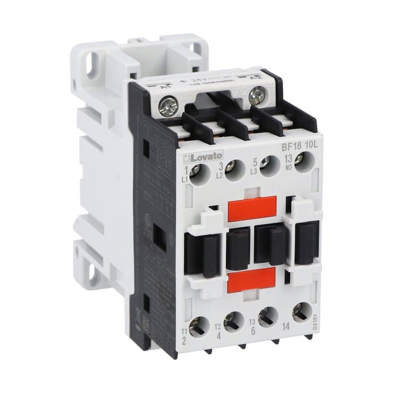 Lovato Electric BF1810L024 BF1810L024 Lovato - Three-pole contactor, IEC operating current Ie (AC3) = 18A, DC coil low consumption, 24VDC, 1NO auxiliary contact Lovato Electric BF1810L024 BF1810L024 Lovato - Three-pole contactor, IEC operating current Ie (AC3) = 18A, DC coil low consumption, 24VDC, 1NO auxiliary contact