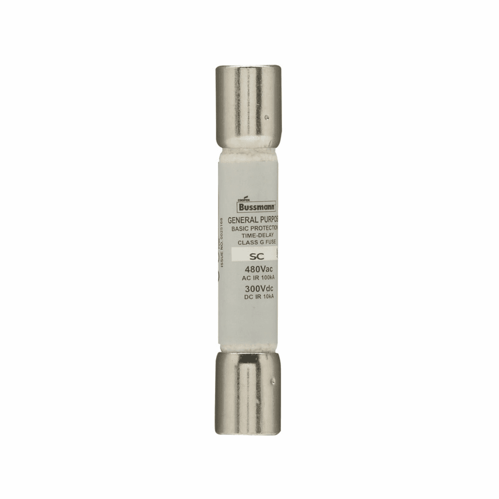 Cooper Bussmann SC-60 SC-60 Cooper Bussmann - Eaton Bussmann series SC fuse, Current-limiting time-delay fuse, Rejection style, 60 A, Class G, Non-indicating, Ferrule end x ferrule end, 12 sec at 200%, 10 kAIC at 300 Vdc,100 kAIC at 480 Vac, Standard, 480 V, 300 Vdc Cooper Bussmann SC-60 SC-60 Cooper Bussmann - Eaton Bussmann series SC fuse, Current-limiting time-delay fuse, Rejection style, 60 A, Class G, Non-indicating, Ferrule end x ferrule end, 12 sec at 200%, 10 kAIC at 300 Vdc,100 kAIC at 480 Vac, Standard, 480 V, 300 Vdc