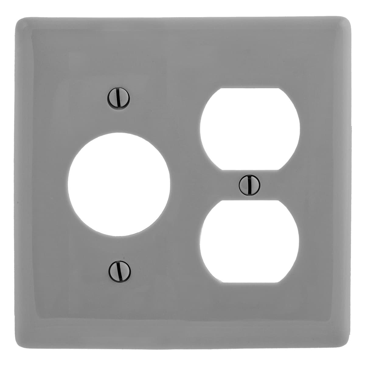 Hubbell NP78GY Wallplates, Nylon, 2-Gang, 1) Duplex, 1) 1.406" Opening, Gray ; Reinforcement ribs for extra strength ; High-impact, self-extinguishing nylon material ; Captive screw feature holds mounting screw in place ; Standard Size is 1/8" larger to give you extra Hubbell NP78GY Wallplates, Nylon, 2-Gang, 1) Duplex, 1) 1.406" Opening, Gray ; Reinforcement ribs for extra strength ; High-impact, self-extinguishing nylon material ; Captive screw feature holds mounting screw in place ; Standard Size is 1/8" larger to give you extra