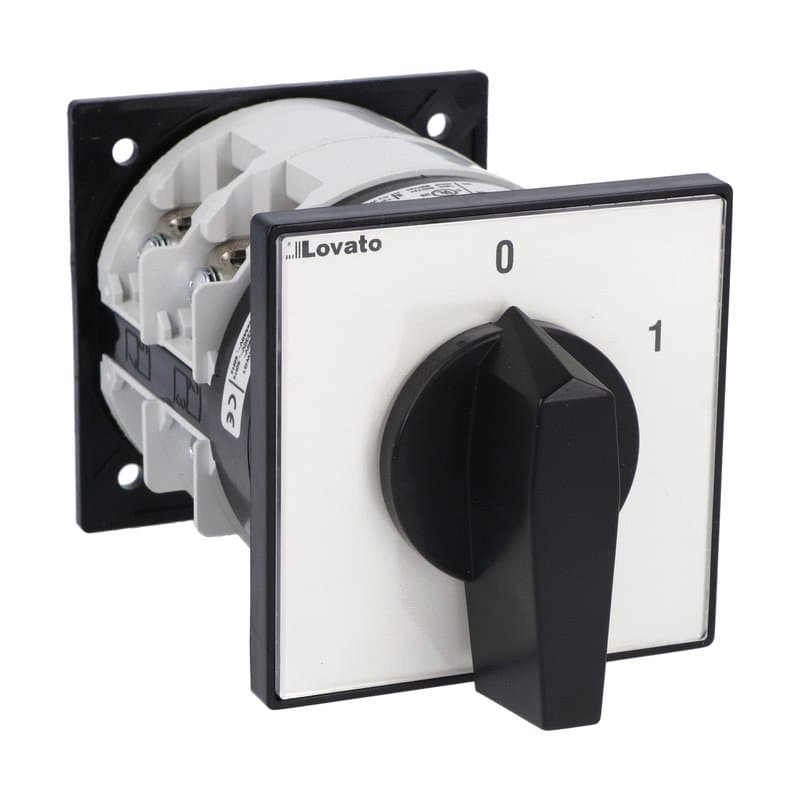 Lovato Electric 7GN12503O 7GN12503O Lovato - Rotary cam switch 7GN series, ON-OFF spring return switch 3 poles 125A, for rear mounting with black handle, front plate 90X90mm Lovato Electric 7GN12503O 7GN12503O Lovato - Rotary cam switch 7GN series, ON-OFF spring return switch 3 poles 125A, for rear mounting with black handle, front plate 90X90mm