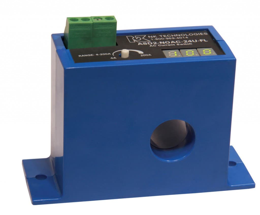 NK Technologies ASD1-NOAC-24U-FL AC Current Switch, 1-50 A Range, 24VAC/DC Power, Top Terminals, N.O. 1.0 A @ 240 VAC NK Technologies ASD1-NOAC-24U-FL AC Current Switch, 1-50 A Range, 24VAC/DC Power, Top Terminals, N.O. 1.0 A @ 240 VAC