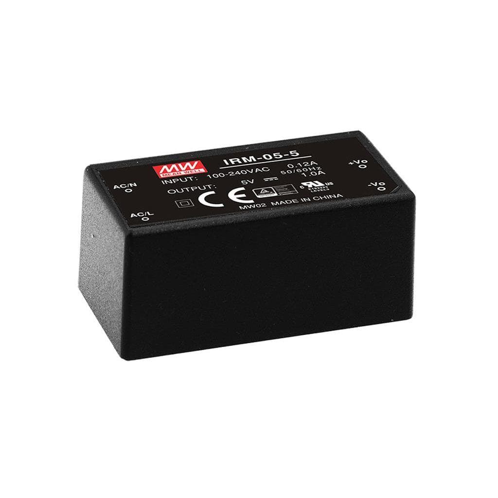 MEAN WELL IRM-05-3.3 AC-DC Single output Encapsulated power supply; Input 85-264Vac; Output 3.3Vdc at 1.25A; PCB mount; miniature size MEAN WELL IRM-05-3.3 AC-DC Single output Encapsulated power supply; Input 85-264Vac; Output 3.3Vdc at 1.25A; PCB mount; miniature size