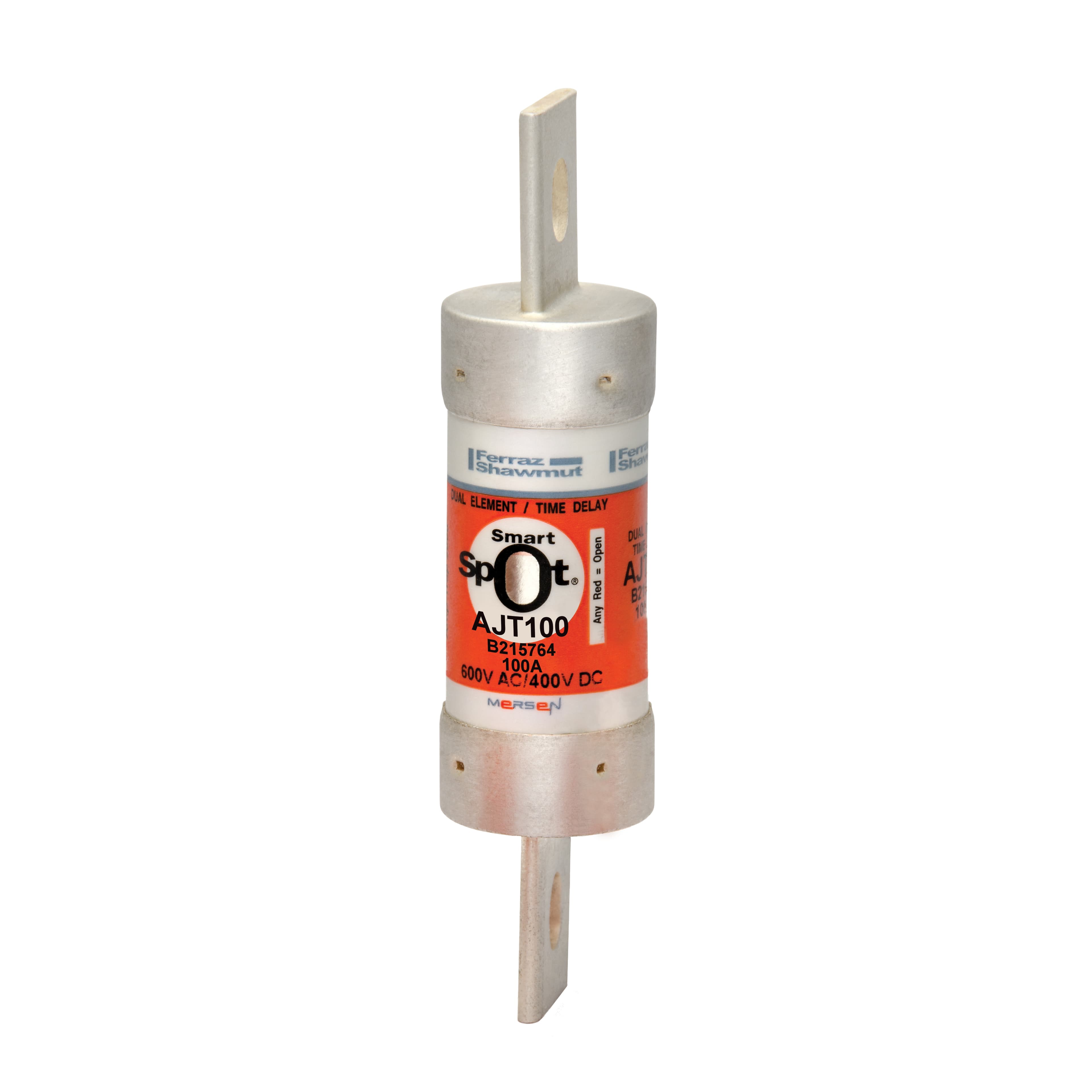 Mersen AJT100 AJT100 Mersen - Fuse AJT - Class J - Time-delay 600VAC 400VDC 100A Blade SmartSpot® Amp-Trap 2000® Mersen AJT100 AJT100 Mersen - Fuse AJT - Class J - Time-delay 600VAC 400VDC 100A Blade SmartSpot® Amp-Trap 2000®
