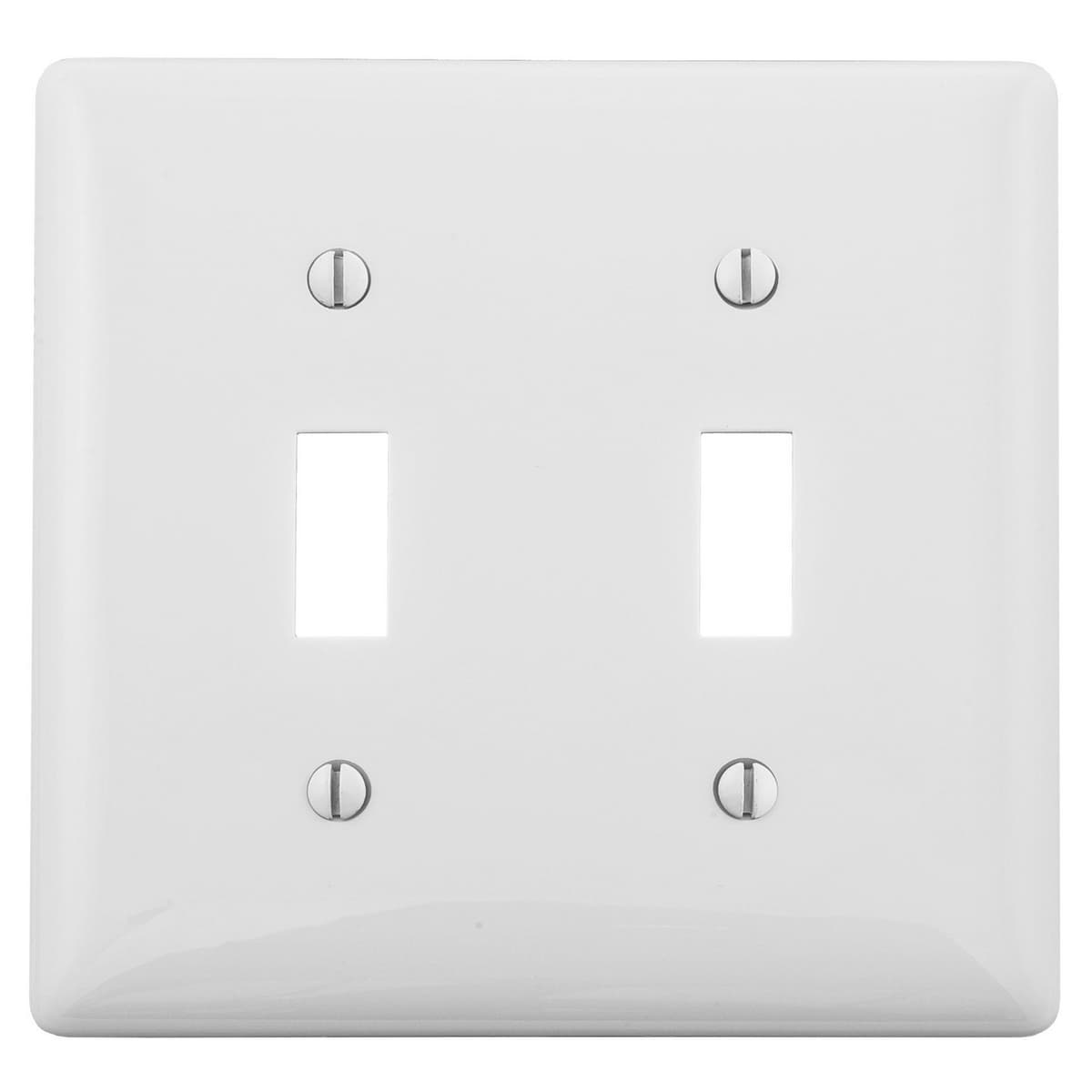 Hubbell NP2W Wallplates and Box Covers, Wallplate, Nylon, 2-Gang, 2) Toggle, White  ; Reinforcement ribs for extra strength ; Captive screw feature holds mounting screw in place ; High-impact, self-extinguishing nylon material ; Smooth, easy to clean finish ; Standard Hubbell NP2W Wallplates and Box Covers, Wallplate, Nylon, 2-Gang, 2) Toggle, White  ; Reinforcement ribs for extra strength ; Captive screw feature holds mounting screw in place ; High-impact, self-extinguishing nylon material ; Smooth, easy to clean finish ; Standard