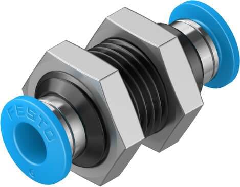 Festo 153158 push-in bulkhead connector QSS-6 Size: Standard, Nominal size: 5 mm, Assembly position: Any, Container size: 10, Design structure: Push/pull principle Festo 153158 push-in bulkhead connector QSS-6 Size: Standard, Nominal size: 5 mm, Assembly position: Any, Container size: 10, Design structure: Push/pull principle