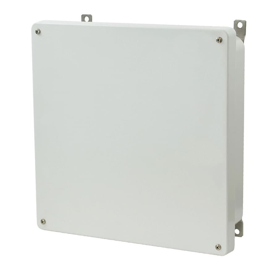 Allied Moulded Products AM1224 12"x12"x4" AM Series fiberglass wall mount enclosure assembly with 4-screw lift-off cover Allied Moulded Products AM1224 12"x12"x4" AM Series fiberglass wall mount enclosure assembly with 4-screw lift-off cover