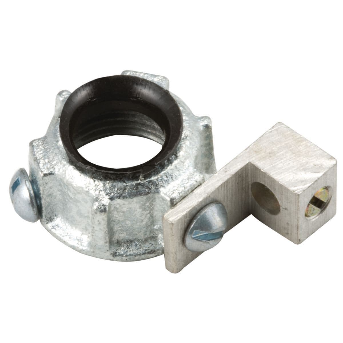 Hubbell 1226 1-1/2 in. 150 Degree Rigid/IMC Grounding Bushing, Feed-Through-Lug, Insulated ; Malleable iron construction ensures mechanical protection ; Zinc-electroplated for added corrosion protection ; Insuliner rated for 150° C ; Grounding Wire Capacity - #14 Sol Hubbell 1226 1-1/2 in. 150 Degree Rigid/IMC Grounding Bushing, Feed-Through-Lug, Insulated ; Malleable iron construction ensures mechanical protection ; Zinc-electroplated for added corrosion protection ; Insuliner rated for 150° C ; Grounding Wire Capacity - #14 Sol
