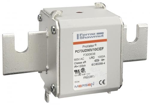 Mersen F300638 F300638 Mersen - Square Body High-Speed Fuse Protistor® Size 73 aR 900VAC IEC 1000VAC UL 1000A With Striker Open Slot Blades Mersen F300638 F300638 Mersen - Square Body High-Speed Fuse Protistor® Size 73 aR 900VAC IEC 1000VAC UL 1000A With Striker Open Slot Blades