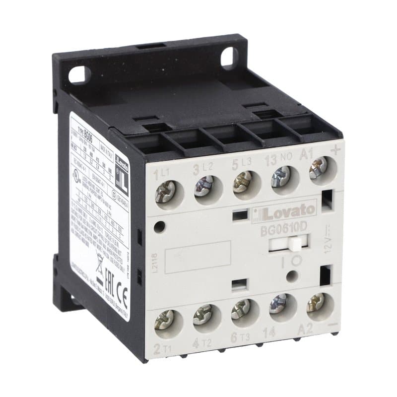 Lovato Electric 11BG0610D024 11BG0610D024 Lovato - Three-pole contactor, IEC operating current Ie (AC3) = 6A, DC coil, 24VDC, 1NO auxiliary contact Lovato Electric 11BG0610D024 11BG0610D024 Lovato - Three-pole contactor, IEC operating current Ie (AC3) = 6A, DC coil, 24VDC, 1NO auxiliary contact