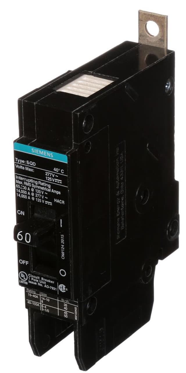 Siemens BQD160 Siemens BQD160 Miniature Circuit Breakers (MCBs) 1P 60A 277V Siemens BQD160 Siemens BQD160 Miniature Circuit Breakers (MCBs) 1P 60A 277V