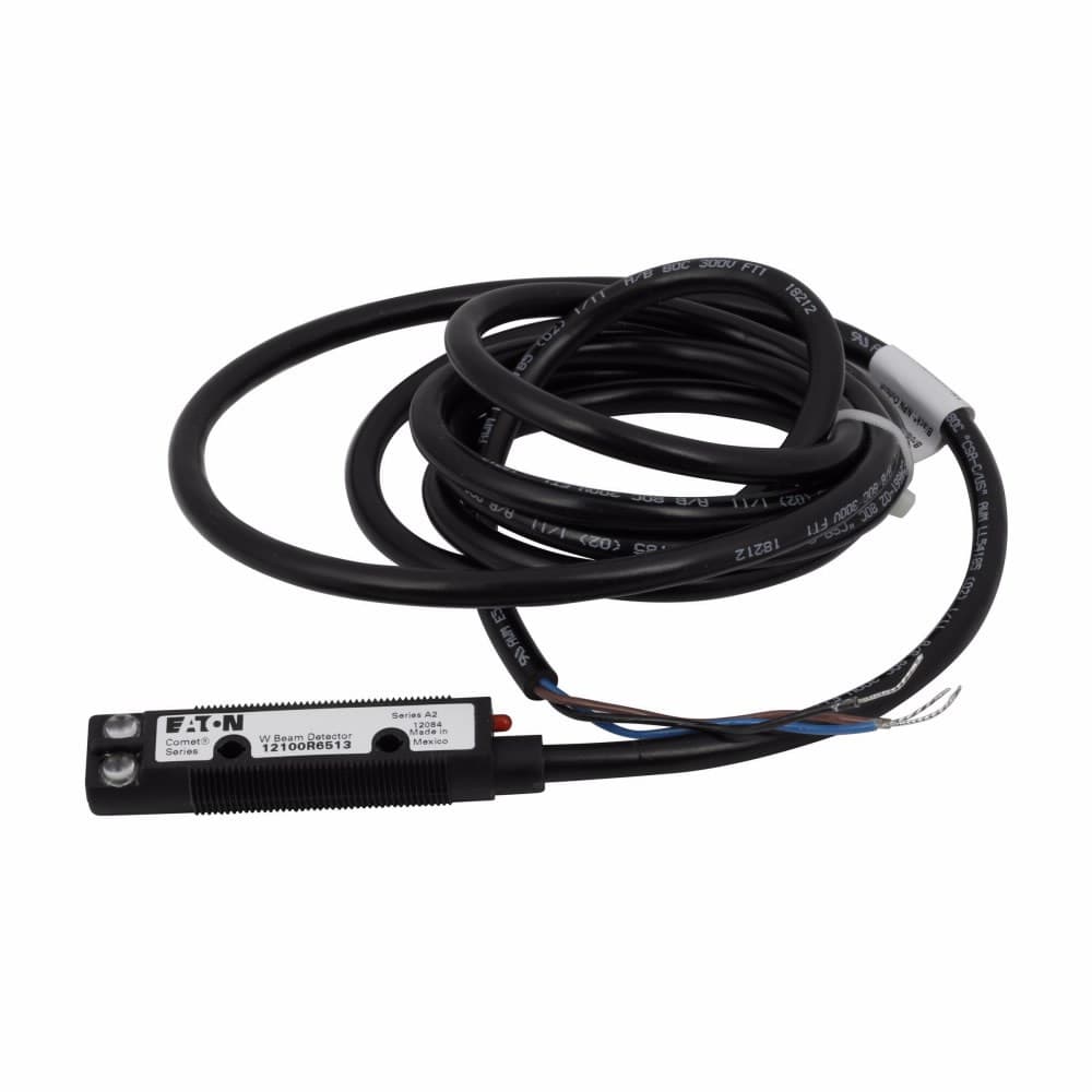 Eaton 12100R6513 12100R6513 Eaton - Eaton Comet 18mm tubular photoelectric sensor, Through Beam, 20 ft range, Right Angle, Output ON, 6.6 ft, 300 mA AC/DC at 20-264 Vac/15-30 Vdc, PVC, AC: L1 switched, DC: NPN open collector, 20-264 Vac 50/60 Hz, 15-30 Vdc (NPN) Eaton 12100R6513 12100R6513 Eaton - Eaton Comet 18mm tubular photoelectric sensor, Through Beam, 20 ft range, Right Angle, Output ON, 6.6 ft, 300 mA AC/DC at 20-264 Vac/15-30 Vdc, PVC, AC: L1 switched, DC: NPN open collector, 20-264 Vac 50/60 Hz, 15-30 Vdc (NPN)