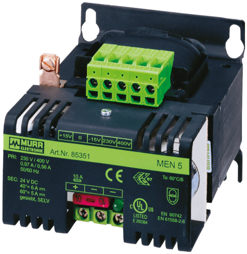 Murr Elektronik 85350 85350 Murrelektronik - MEN POWER SUPPLY 1/2-PHASE, SMOOTHED, IN: 230/400+/-15VAC OUT: 24V/2,5ADC Murr Elektronik 85350 85350 Murrelektronik - MEN POWER SUPPLY 1/2-PHASE, SMOOTHED, IN: 230/400+/-15VAC OUT: 24V/2,5ADC