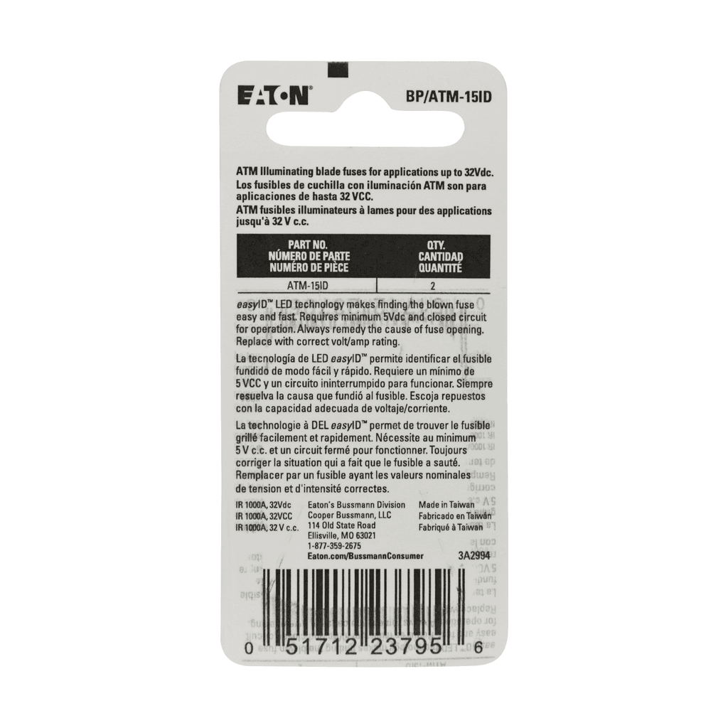 Cooper Bussmann BP/ATM-15ID BP/ATM-15ID Cooper Bussmann - Blade Fuse Cooper Bussmann BP/ATM-15ID BP/ATM-15ID Cooper Bussmann - Blade Fuse