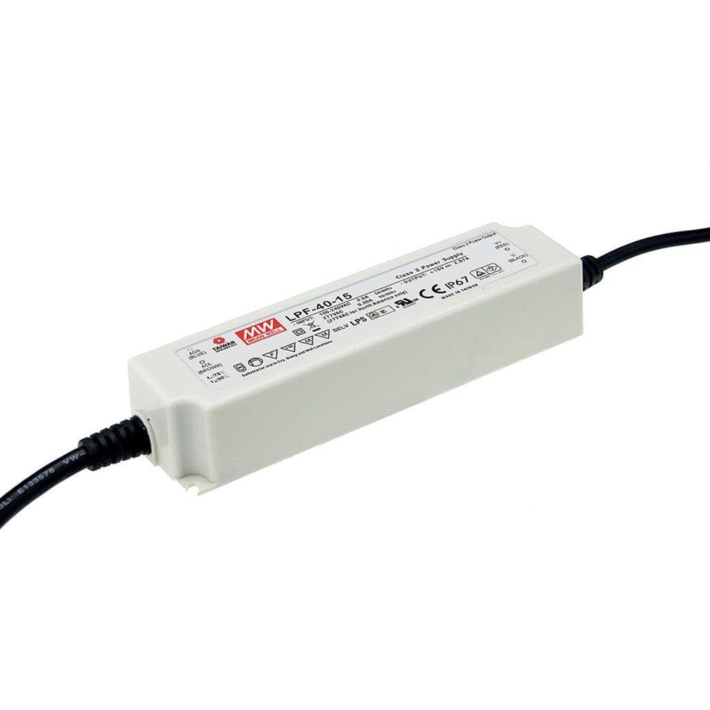 MEAN WELL LPF-40-15 AC-DC Single output LED driver Mix mode (CV+CC); Output 15Vdc at 2.67A; cable output MEAN WELL LPF-40-15 AC-DC Single output LED driver Mix mode (CV+CC); Output 15Vdc at 2.67A; cable output