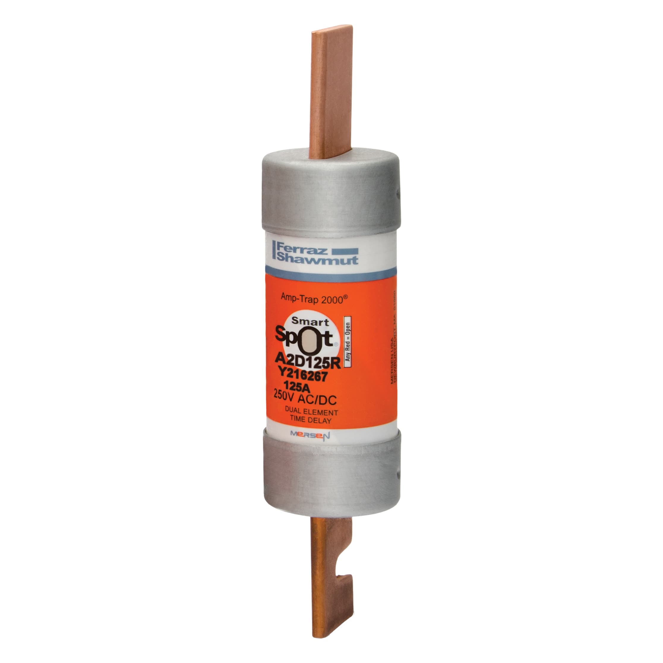 Mersen A2D125R A2D125R Mersen - Fuse A2D-R - Class RK1 - Time-Delay 250VAC 250VDC 125A Blade SmartSpot® Amp-Trap 2000® Mersen A2D125R A2D125R Mersen - Fuse A2D-R - Class RK1 - Time-Delay 250VAC 250VDC 125A Blade SmartSpot® Amp-Trap 2000®