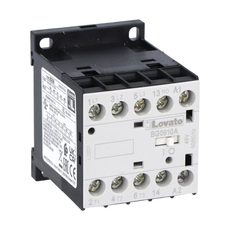 Lovato Electric 11BG0910A110 11BG0910A110 Lovato - Three-pole contactor, IEC operating current Ie (AC3) = 9A, AC coil 50/60Hz, 110VAC, 1NO auxiliary contact Lovato Electric 11BG0910A110 11BG0910A110 Lovato - Three-pole contactor, IEC operating current Ie (AC3) = 9A, AC coil 50/60Hz, 110VAC, 1NO auxiliary contact