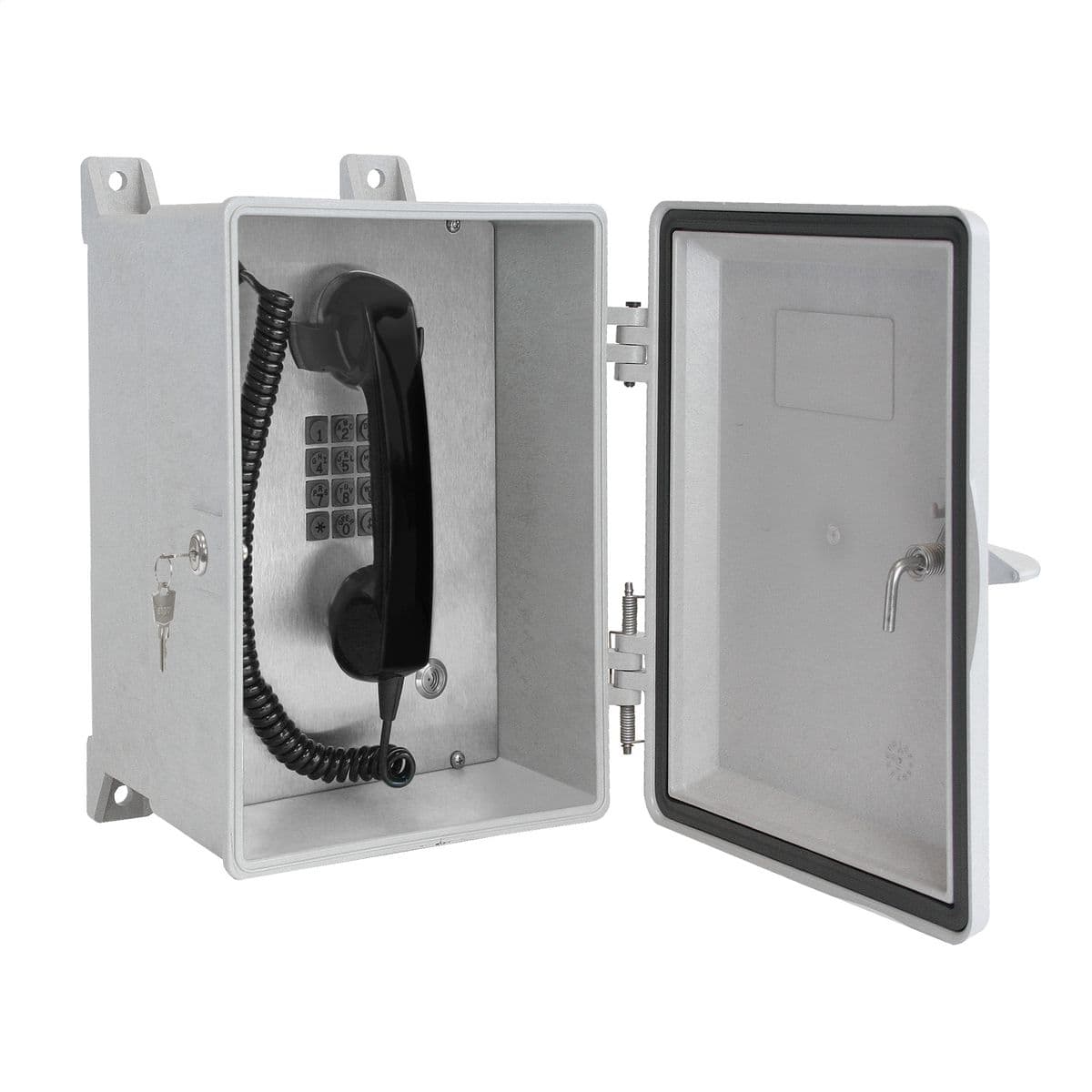 Hubbell 354-001LDSK Model 354-001 Series NEMA 4X Telephones are designed for use in extreme weather conditions where temperature and moisture are a concern. They are ideal for use in areas that require a direct water spray (hose-down) for cleaning purposes or where a non-cor Hubbell 354-001LDSK Model 354-001 Series NEMA 4X Telephones are designed for use in extreme weather conditions where temperature and moisture are a concern. They are ideal for use in areas that require a direct water spray (hose-down) for cleaning purposes or where a non-cor