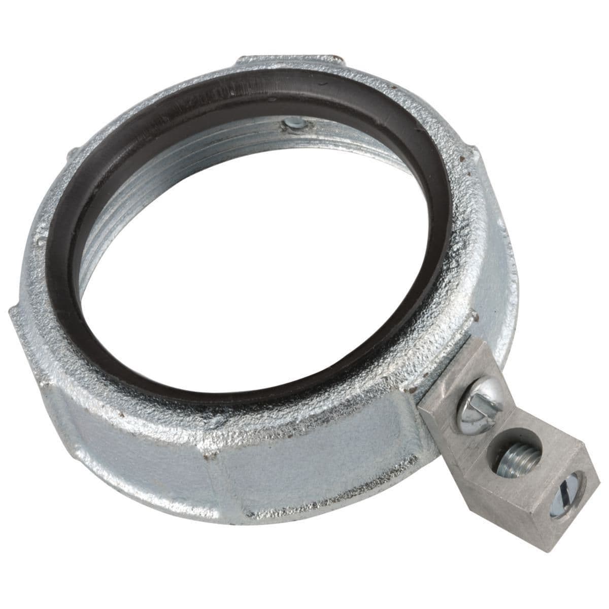 Hubbell 1228 2 in. 150 Degree Rigid/IMC Grounding Bushing, Feed-Through-Lug, Insulated ; Malleable iron construction ensures mechanical protection ; Zinc-electroplated for added corrosion protection ; Insuliner rated for 150° C ; Grounding Wire Capacity - #14 Sol. - Hubbell 1228 2 in. 150 Degree Rigid/IMC Grounding Bushing, Feed-Through-Lug, Insulated ; Malleable iron construction ensures mechanical protection ; Zinc-electroplated for added corrosion protection ; Insuliner rated for 150° C ; Grounding Wire Capacity - #14 Sol. -