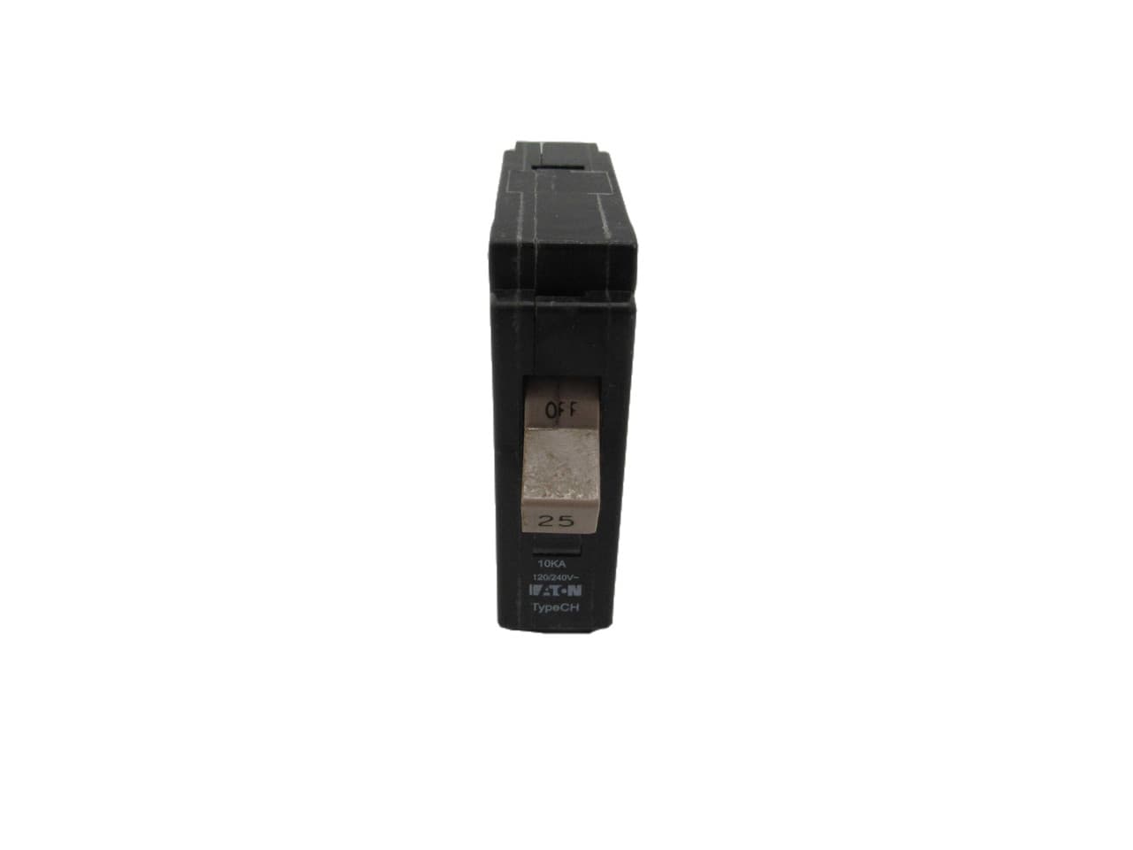 Eaton CHF125 CHF125 Eaton - Eaton CH thermal magnetic circuit breaker,Type CHF 3/4-Inch standard circuit breaker,25 A,10 kAIC,Single-pole,120/240V,CHF,Trip flag, common breaker trip,(1) #14-8 AWG, (2) #14-10 AWG Cu/Al,CHF,Type CH Loadcenters Eaton CHF125 CHF125 Eaton - Eaton CH thermal magnetic circuit breaker,Type CHF 3/4-Inch standard circuit breaker,25 A,10 kAIC,Single-pole,120/240V,CHF,Trip flag, common breaker trip,(1) #14-8 AWG, (2) #14-10 AWG Cu/Al,CHF,Type CH Loadcenters