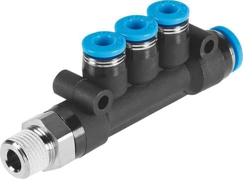 Festo 153800 push-in T-fitting QST3-1/4-5/16-5/32-U 360° orientable, 4 outlets. Size: Standard, Nominal size: 3 mm, Type of seal on screw-in stud: coating, Assembly position: Any, Design structure: Push/pull principle Festo 153800 push-in T-fitting QST3-1/4-5/16-5/32-U 360° orientable, 4 outlets. Size: Standard, Nominal size: 3 mm, Type of seal on screw-in stud: coating, Assembly position: Any, Design structure: Push/pull principle