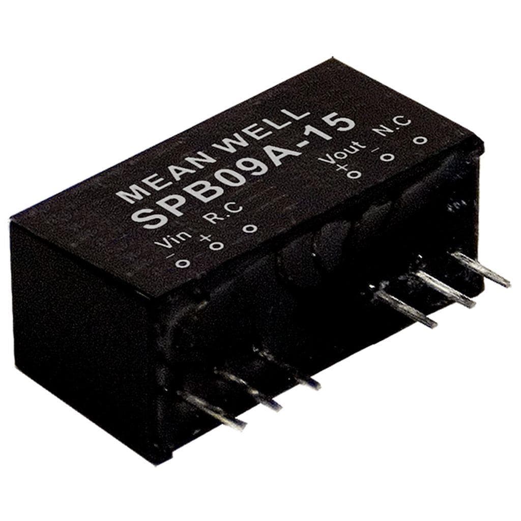 MEAN WELL SPB09C-24 DC-DC Regulated Converter PCB mount; Wide Input 36-75Vdc; Single Output 24Vdc at 0.375A; SIP through hole package; Remote ON/OFF MEAN WELL SPB09C-24 DC-DC Regulated Converter PCB mount; Wide Input 36-75Vdc; Single Output 24Vdc at 0.375A; SIP through hole package; Remote ON/OFF