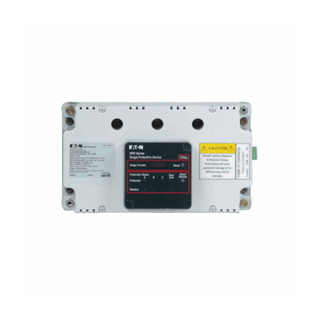Eaton SPD100240S3A SPD100240S3A Eaton - Eaton Surge Protection Device, SPD Series, 100 kA per phase, 120/240V split single-phase rating, 150 L-N, 150 L-G, 150 N-G, 300 L-L MCOV, Internal integrated, and surge counter, used with Direct bus mounted panel boards (PRL1a, 2a, 3a, 3e) Eaton SPD100240S3A SPD100240S3A Eaton - Eaton Surge Protection Device, SPD Series, 100 kA per phase, 120/240V split single-phase rating, 150 L-N, 150 L-G, 150 N-G, 300 L-L MCOV, Internal integrated, and surge counter, used with Direct bus mounted panel boards (PRL1a, 2a, 3a, 3e)