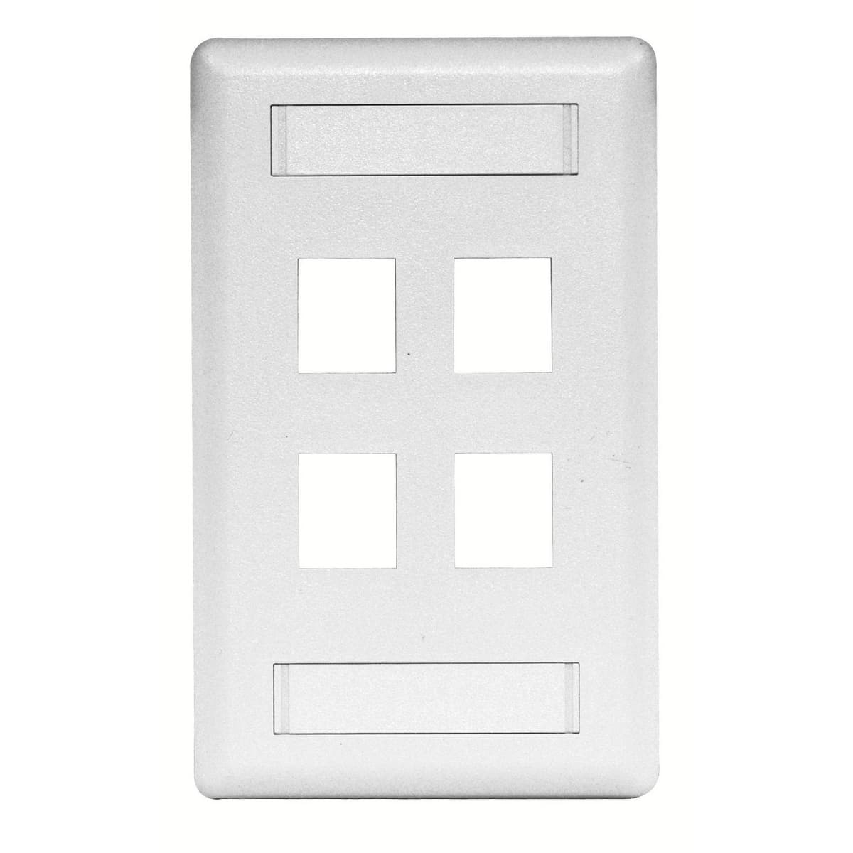 Hubbell IFP14W Phone/Data/Multimedia Face Plate, Face Plate, Rear-Loading, 4-Port, Single-Gang, White ; Fits all Hubbell keystone connections (AV, data and fiber) ; Supplied with paper labels, clear and color match screw covers ; Secure ; Requires removal to access con Hubbell IFP14W Phone/Data/Multimedia Face Plate, Face Plate, Rear-Loading, 4-Port, Single-Gang, White ; Fits all Hubbell keystone connections (AV, data and fiber) ; Supplied with paper labels, clear and color match screw covers ; Secure ; Requires removal to access con