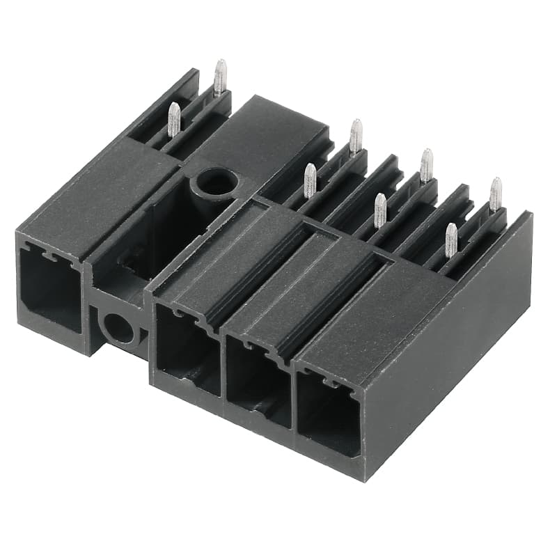 Weidmuller 2629980000 PCB plug-in connector, male header, THT solder connection, 7.62 mm, Number of poles: 2, 270°, Solder pin length (l): 3.5 mm, black Weidmuller 2629980000 PCB plug-in connector, male header, THT solder connection, 7.62 mm, Number of poles: 2, 270°, Solder pin length (l): 3.5 mm, black
