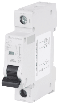 c3controls 1100-SP1B2U20 Supplementary protector, 1 pole, 20 A, B trip curve, 277 VAC, UL 1077 c3controls 1100-SP1B2U20 Supplementary protector, 1 pole, 20 A, B trip curve, 277 VAC, UL 1077