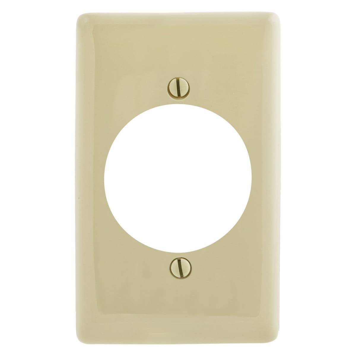 Hubbell NP724I Wallplates and Box Covers, Wallplate, Nylon, 1-Gang, 1) 2.15" Opening, Ivory  ; Reinforcement ribs for extra strength ; High-impact, self-extinguishing nylon material ; Captive screw feature holds mounting screw in place ; 1-Single 2.16 in. (54.9) Diamete Hubbell NP724I Wallplates and Box Covers, Wallplate, Nylon, 1-Gang, 1) 2.15" Opening, Ivory  ; Reinforcement ribs for extra strength ; High-impact, self-extinguishing nylon material ; Captive screw feature holds mounting screw in place ; 1-Single 2.16 in. (54.9) Diamete