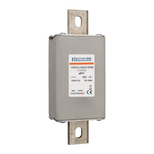 Mersen L1068659 NH fuse-link gBAT, 1500VDC, size 3L, 400A, for direct mounting Mersen L1068659 NH fuse-link gBAT, 1500VDC, size 3L, 400A, for direct mounting