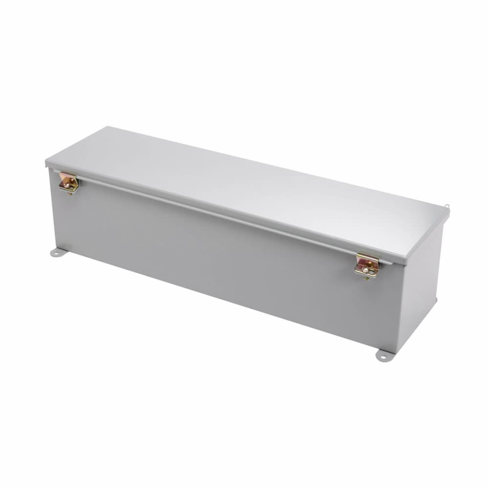 Eaton 8824-12WT Eaton B-Line series wiring trough, 8" height, 24" length, 8" width, 12WT wiring trough, Welded external mounting feet, Hinged cover, NEMA 12, Steel, Seamless poured in-place, Hinged, Gray, 14 gauge Eaton 8824-12WT Eaton B-Line series wiring trough, 8" height, 24" length, 8" width, 12WT wiring trough, Welded external mounting feet, Hinged cover, NEMA 12, Steel, Seamless poured in-place, Hinged, Gray, 14 gauge
