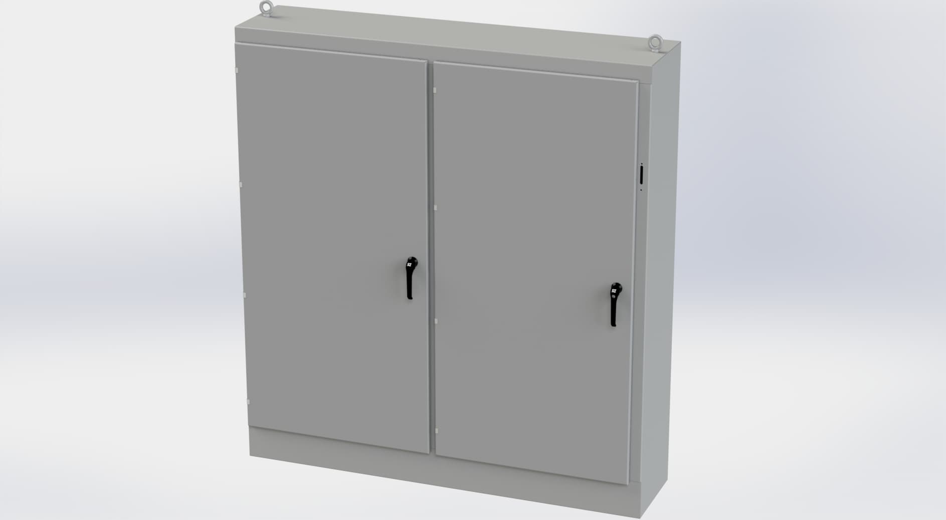 Saginaw Control SCE-84XM7818 2DR XM Enclosure, Height:84.00", Width:77.75", Depth:18.00", ANSI-61 gray powder coating inside and out. Sub-panels are powder coated white. Saginaw Control SCE-84XM7818 2DR XM Enclosure, Height:84.00", Width:77.75", Depth:18.00", ANSI-61 gray powder coating inside and out. Sub-panels are powder coated white.