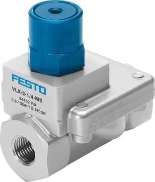 Festo 34922 pneumatic valve VLX-2-1/4-MS-NPT 2/2-way function, pneumatically actuated, brass version. Design structure: Diaphragm valve, Type of actuation: pneumatic, Sealing principle: soft, Assembly position: Any, Mounting type: Line installation Festo 34922 pneumatic valve VLX-2-1/4-MS-NPT 2/2-way function, pneumatically actuated, brass version. Design structure: Diaphragm valve, Type of actuation: pneumatic, Sealing principle: soft, Assembly position: Any, Mounting type: Line installation