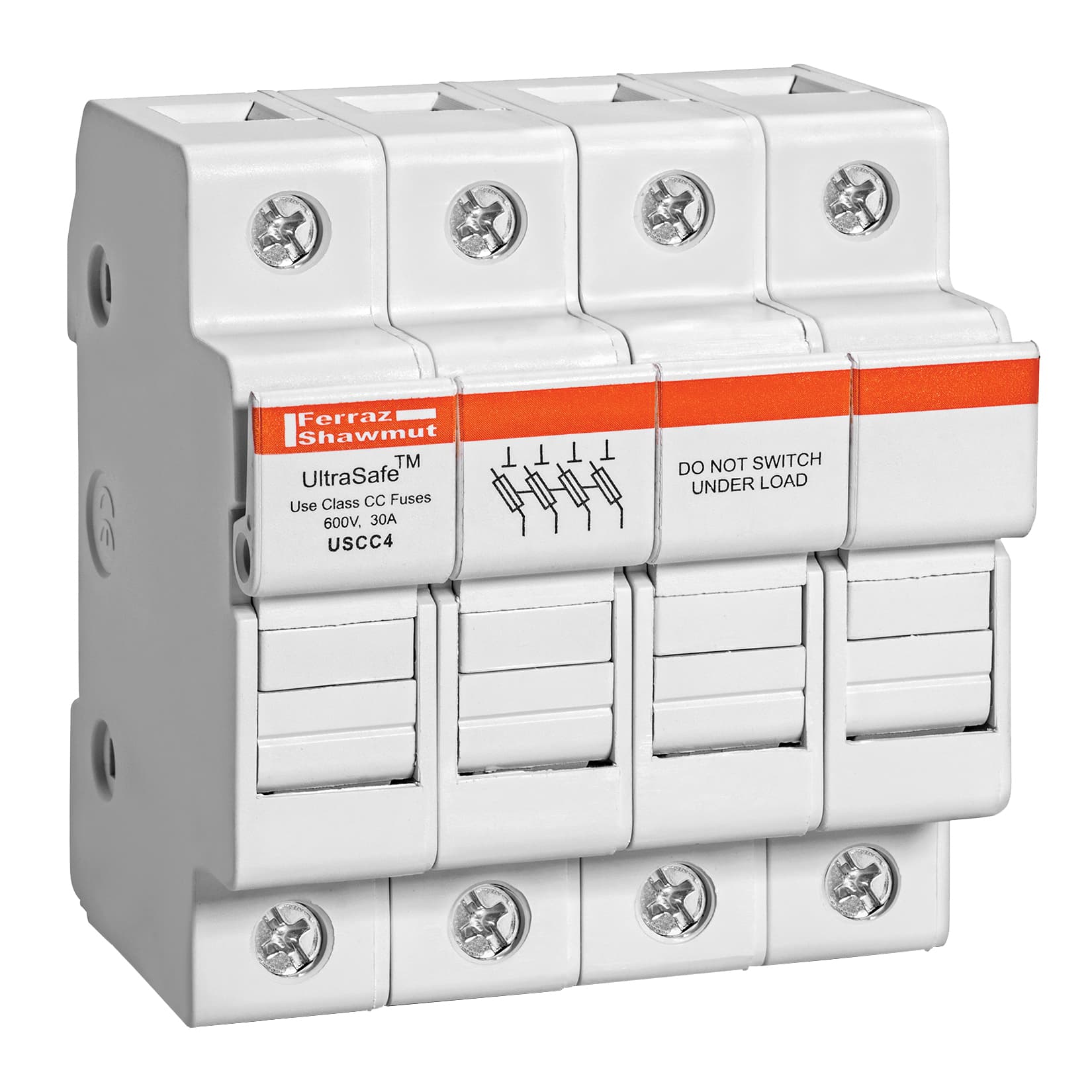 Mersen USCC4 USCC4 Mersen - Fuse Holder UltraSafe™ 600VAC 600VDC Class CC 30A 4-Pole Pressure Plate IP65 Mersen USCC4 USCC4 Mersen - Fuse Holder UltraSafe™ 600VAC 600VDC Class CC 30A 4-Pole Pressure Plate IP65