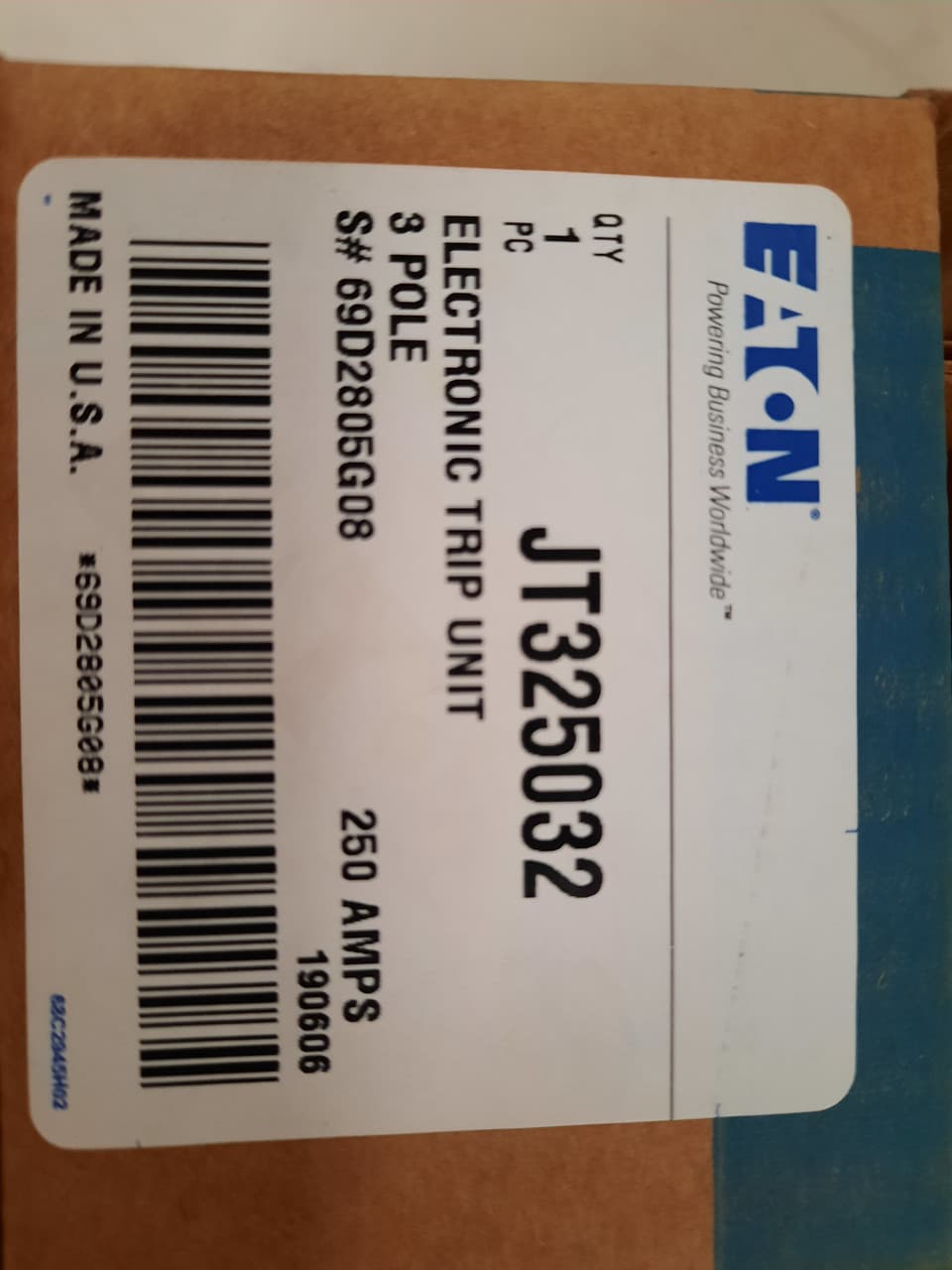 Eaton JT325032 JT325032 Eaton - Eaton molded case circuit breaker accessory trip unit, Trip unit, 250 A, Three-pole, 310+ Electronic LSI, JT, Frame J-K, Series G Eaton JT325032 JT325032 Eaton - Eaton molded case circuit breaker accessory trip unit, Trip unit, 250 A, Three-pole, 310+ Electronic LSI, JT, Frame J-K, Series G