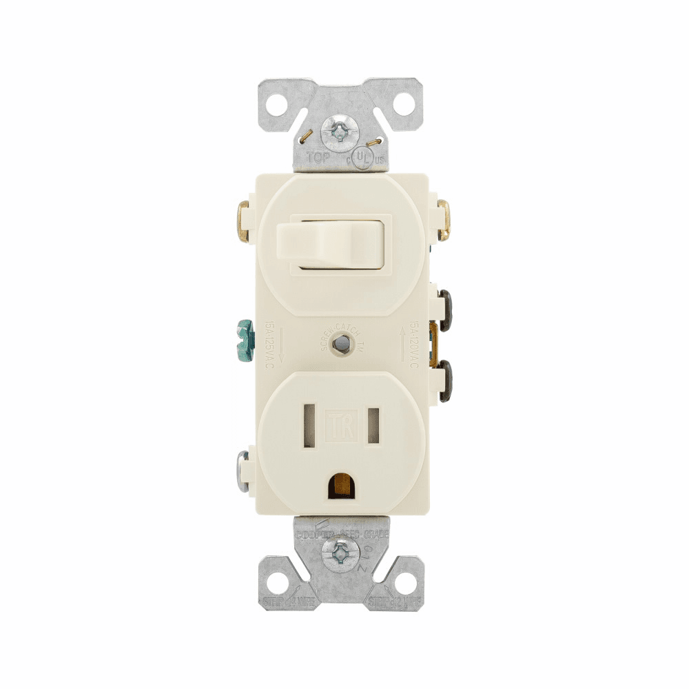 Eaton TR293A TR293A Eaton - Eaton commercial grade combination switch, tamp resist, auto-grnd, Stand, #14 - #12 AWG, 15A, Commer, 120V switch, 125V recept, bk and sd wiring, togg, Maint closure, Screw, Brass, almd, 5-15R, -20-60?C, 3-way, dplx, thermoplas, PVC Eaton TR293A TR293A Eaton - Eaton commercial grade combination switch, tamp resist, auto-grnd, Stand, #14 - #12 AWG, 15A, Commer, 120V switch, 125V recept, bk and sd wiring, togg, Maint closure, Screw, Brass, almd, 5-15R, -20-60?C, 3-way, dplx, thermoplas, PVC