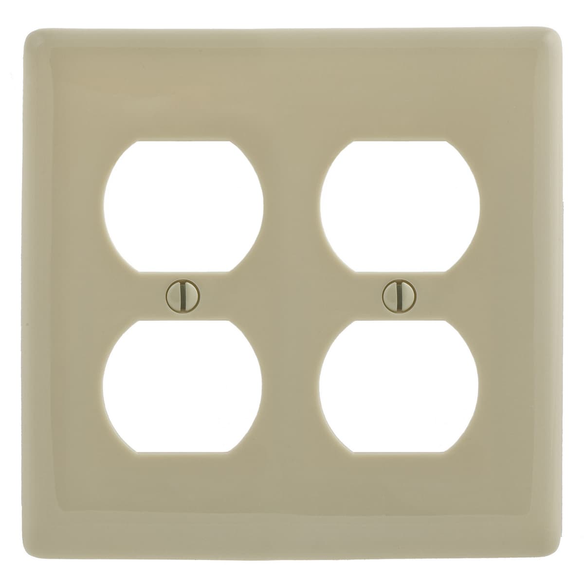 Hubbell NP82I Wallplates and Box Covers, Wallplate, Nylon, 2-Gang, 2) Duplex, Ivory  ; Reinforcement ribs for extra strength ; Captive screw feature holds mounting screw in place ; High-impact, self-extinguishing nylon material ; Standard Size is 1/8" larger to give yo Hubbell NP82I Wallplates and Box Covers, Wallplate, Nylon, 2-Gang, 2) Duplex, Ivory  ; Reinforcement ribs for extra strength ; Captive screw feature holds mounting screw in place ; High-impact, self-extinguishing nylon material ; Standard Size is 1/8" larger to give yo