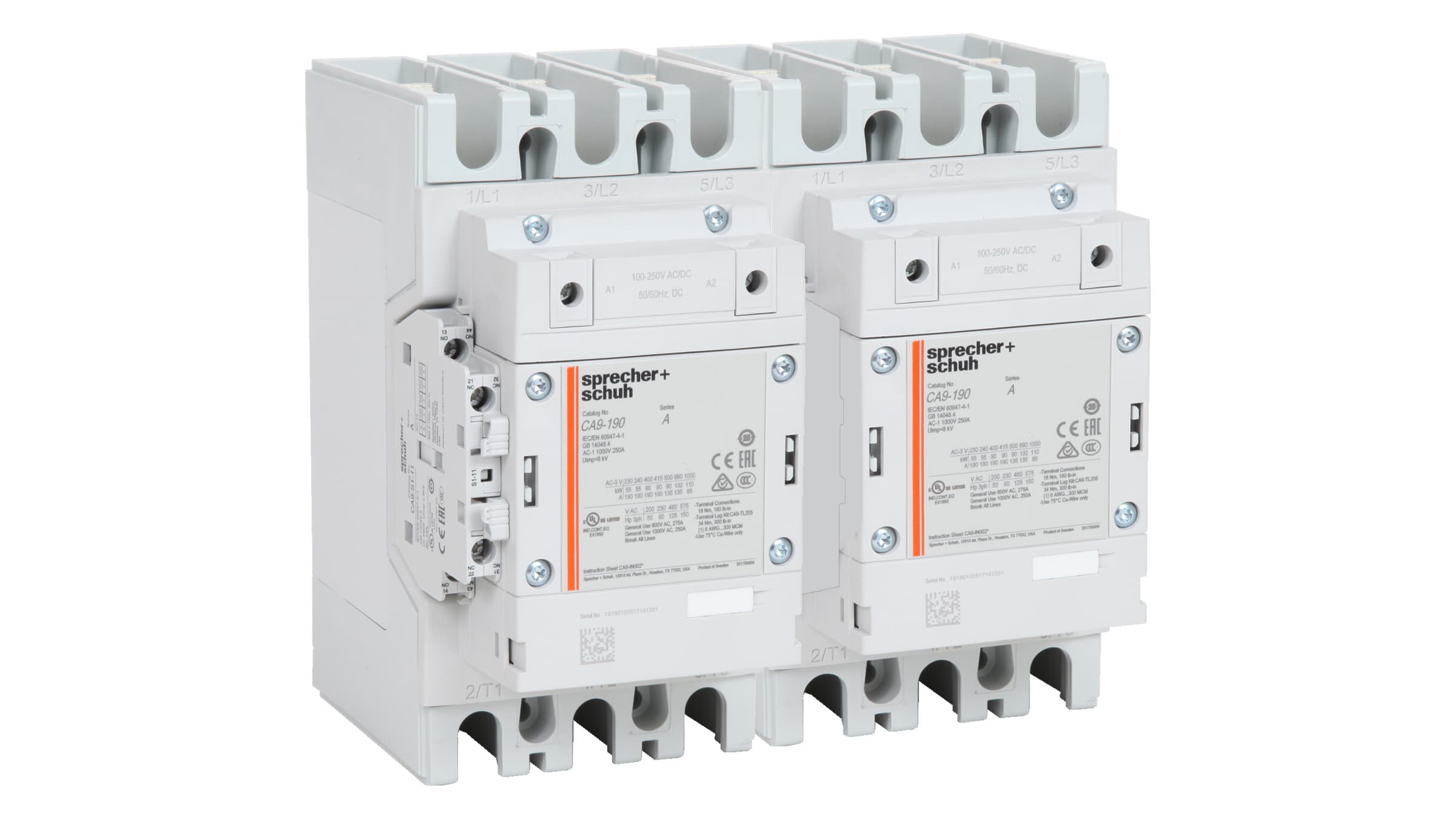 Sprecher + Schuh CAU9-116-22-120W Sprecher + Schuh CAU9-116-22-120W - CAU9 Contactor FVR, 116A, 100-250V 50-60 Hz AC/DC, 2NO2NC Sprecher + Schuh CAU9-116-22-120W Sprecher + Schuh CAU9-116-22-120W - CAU9 Contactor FVR, 116A, 100-250V 50-60 Hz AC/DC, 2NO2NC