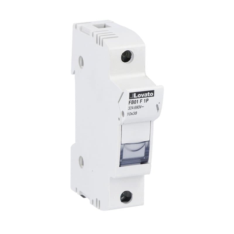 Lovato Electric FB01F1P FB01F1P Lovato - Fuse holder UL recognized and CSA certified, for 10X38mm fuses. 32A rated current at 690VAC, 1P. Without status indicator. 1 module Lovato Electric FB01F1P FB01F1P Lovato - Fuse holder UL recognized and CSA certified, for 10X38mm fuses. 32A rated current at 690VAC, 1P. Without status indicator. 1 module