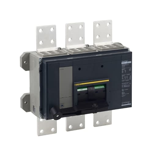 Schneider Electric RJF36120 Square D by Schneider Electric RJF36120 is a Molded Case Circuit Breaker (MCCB) within the PowerPact RJF sub-range. This MCCB features a busbar connection type and is designed with 3 poles. It offers long-time protection (L) with a fixed setting. The RJF36120 has a rated current of 1200A and operates at a rated voltage of 600V AC. It is designed for mounting plate installation. The trip current rating is set at 1200 AT, with a frame current rating of 3000 AF. Its short circuit breaking rating is specified as 100kA at 240Vac, 65kA at both 480Y/277Vac and 480Vac, and 25kA at both 600Y/347Vac and 600Vac, covering all protected poles. The trip unit type equipped in this model is the ET1.0I (LI) Electronic, ensuring precise operation under designated electrical conditions. Schneider Electric RJF36120 Square D by Schneider Electric RJF36120 is a Molded Case Circuit Breaker (MCCB) within the PowerPact RJF sub-range. This MCCB features a busbar connection type and is designed with 3 poles. It offers long-time protection (L) with a fixed setting. The RJF36120 has a rated current of 1200A and operates at a rated voltage of 600V AC. It is designed for mounting plate installation. The trip current rating is set at 1200 AT, with a frame current rating of 3000 AF. Its short circuit breaking rating is specified as 100kA at 240Vac, 65kA at both 480Y/277Vac and 480Vac, and 25kA at both 600Y/347Vac and 600Vac, covering all protected poles. The trip unit type equipped in this model is the ET1.0I (LI) Electronic, ensuring precise operation under designated electrical conditions.