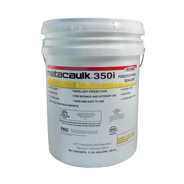 NSI Industries 66613 Metacaulk® 350i is a one component, general purpose fire rated sealant and smoke seal for construction joints and through-penetrations. Intumescent, water-based, non-sag caulking grade sealant that is easy to apply as well as to retrofit. It cures to an e NSI Industries 66613 Metacaulk® 350i is a one component, general purpose fire rated sealant and smoke seal for construction joints and through-penetrations. Intumescent, water-based, non-sag caulking grade sealant that is easy to apply as well as to retrofit. It cures to an e