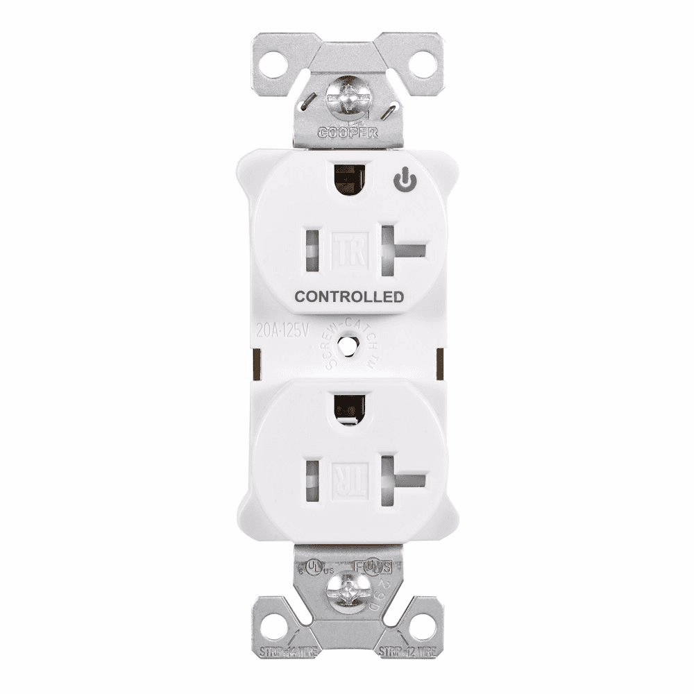 Eaton TR5362CHW TR5362CHW Eaton - Eaton Arrow Hart heavy duty industrial specification grade duplex receptacle, Tamper resistant,auto-grounding, Half control, #14-10 AWG, 20A, Flush, 125V, White, Brass, Impact-resistant thermoplastic face,PVC body, 5-20R, 2-pole, 3-wire, , Eaton TR5362CHW TR5362CHW Eaton - Eaton Arrow Hart heavy duty industrial specification grade duplex receptacle, Tamper resistant,auto-grounding, Half control, #14-10 AWG, 20A, Flush, 125V, White, Brass, Impact-resistant thermoplastic face,PVC body, 5-20R, 2-pole, 3-wire, ,