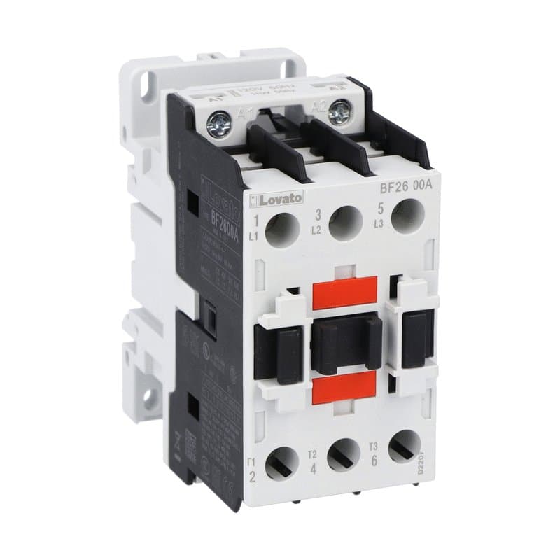 Lovato Electric BF2600A400 BF2600A400 Lovato - Three-pole contactor, IEC operating current Ie (AC3) = 26A, AC coil 50/60Hz, 400VAC Lovato Electric BF2600A400 BF2600A400 Lovato - Three-pole contactor, IEC operating current Ie (AC3) = 26A, AC coil 50/60Hz, 400VAC